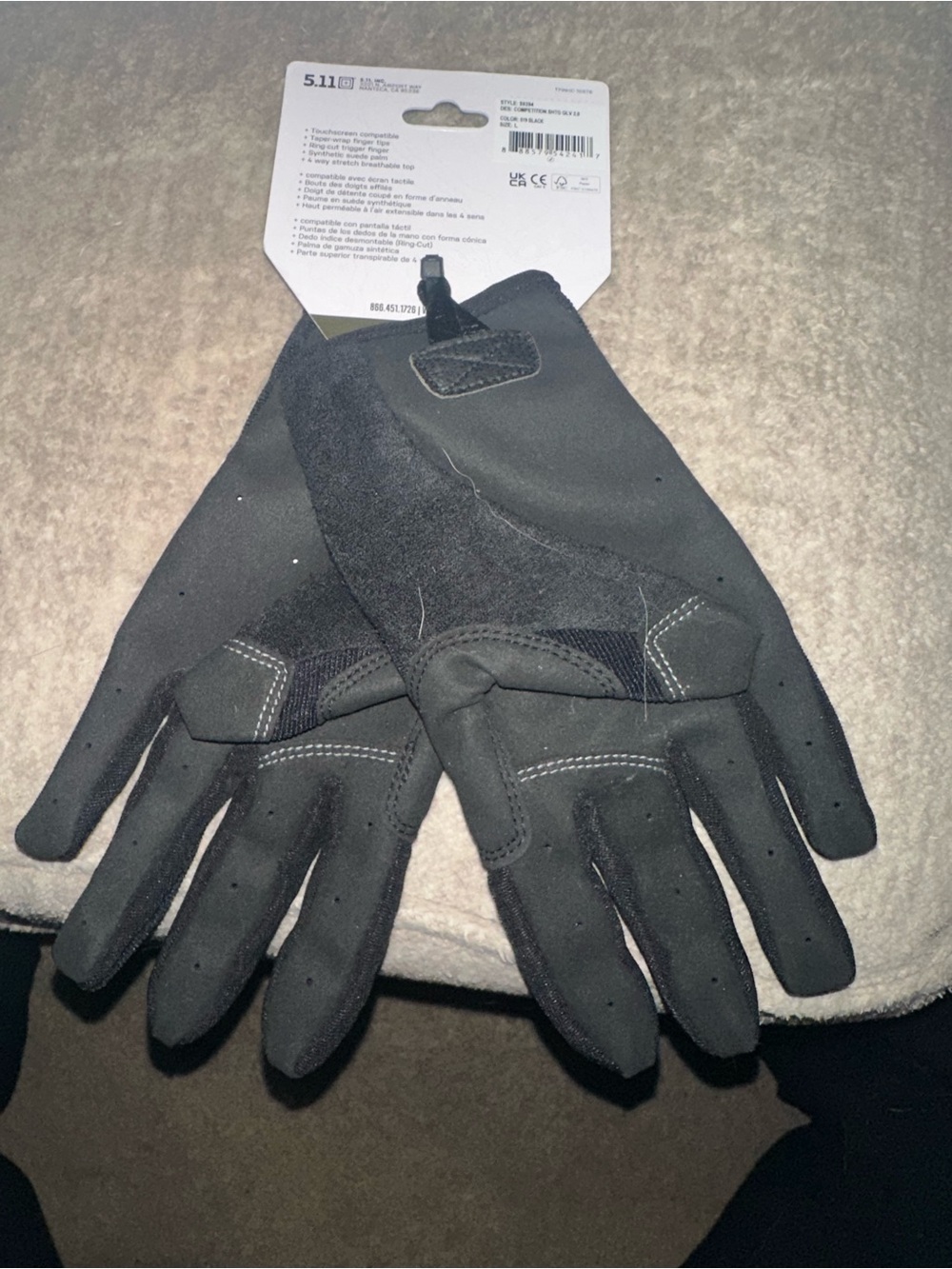 5.11 Tactical Competition Shooting 2.0 Gloves - Black - Picture 3 of 3